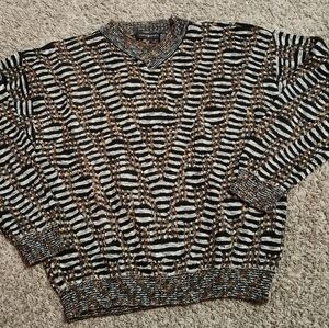 Jhane Barnes Black and Brown Patterned Sweater